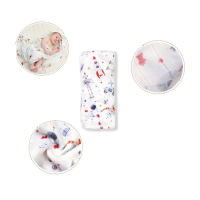 China PORTABLE Best Seller OEM 2Layers Infant Super Soft 70% Bamboo Organic Cotton Muslin Swaddle Blankets Newborns Baby Muslin Swaddle Blanket for sale