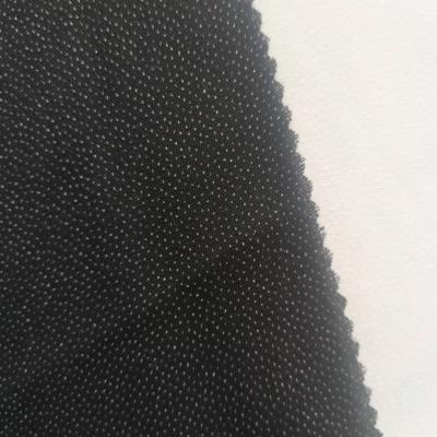 China Soft 100% polyester fusible handfeeling double PA dot woven fusible interlining, adhesive interlinings for sale