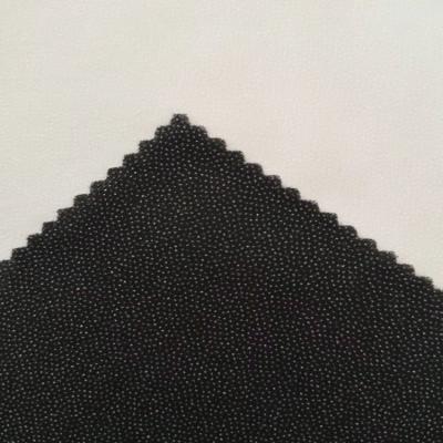 China Soft 100% polyester fusible handfeeling double PA dot woven fusible interlining, adhesive interlinings for sale