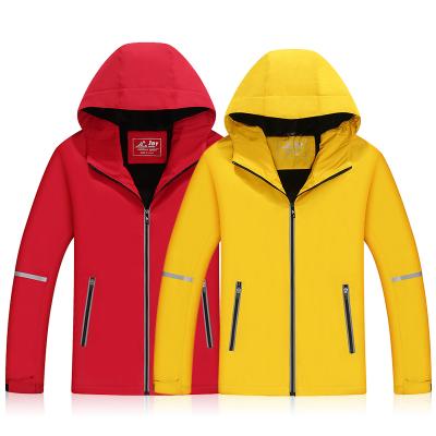 China Waterproof Anoraks Shell Jacket With Reflective Strip Sleeve Men And Women Soft Waterproof Hooded Windproof Coats Camping for sale