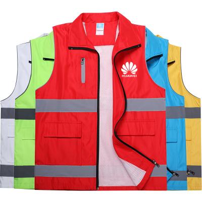 China 2021 Custom Wholesale Breathable Safety Reflective Apparel Protective Outdoor Running Vests With Zipper And Pockets for sale