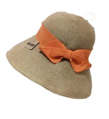 China New Fashion Striped Sun Hat Lady Elegant Paper Women Beach Wide Brim Straw Summer Hat for sale