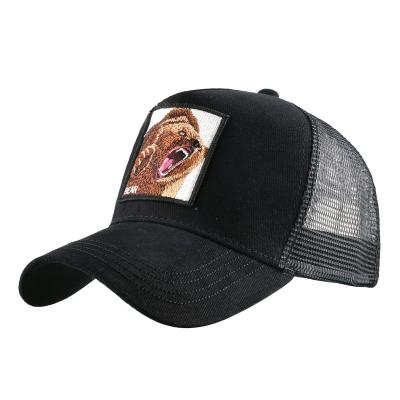 China COMMON design custom logo fashion embroidery animal print trucker hat unisex for sale