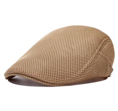 China Driver Forward Man Beret Cap Recyclable Breathable Straw Yarn Sun Shade Mesh Hat Dad Hat Caps for sale