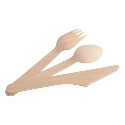 China Best Selling Eco-friendly Factory Alternative Manufacturer Disposable Cutlery Set Wooden Fork Spoon Knife for sale