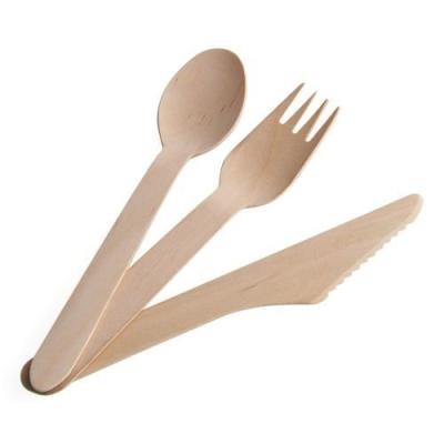 China Eco-friendly Alternative Natural Compost Birch Wood Spoon/Biodegradable Bulk Forks/Disposable Wooden Cutlery Set for sale