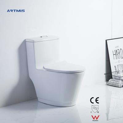 China Double-flush good quality cheap price ceramic one piece flush floor toilet bowl siphonic toilet bowl pissing wc toilet for sale