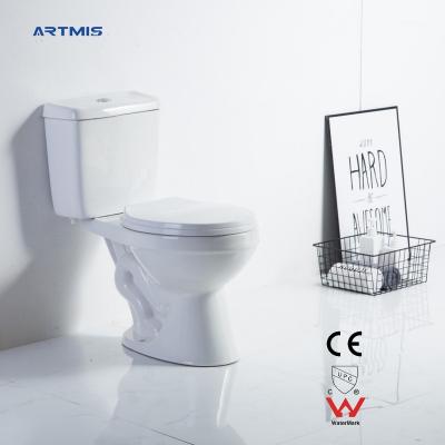 China Slow Down Ceramic Two-Piece Two-Piece Seat Cover Double-Flow Toilet WC Parma Two-Piece Toilet Export To Africa for sale