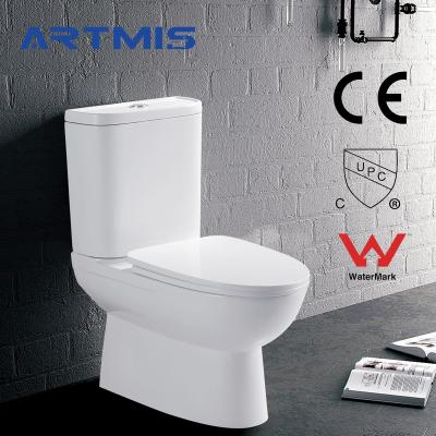 China Double-Flow Bathroom Filigree Single Flush Two-Piece Square Cheap Economical Toilet Cabinet for sale