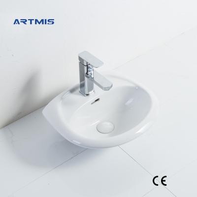 China Ceramic Wall Hung Basin Bathroom Sink Factory Round Shape Wash Basin Bathrooms Modern Supplier Brand New for sale