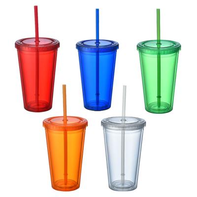 China Double tumbler viable Plastic Coffee Mug simple and fashionable plastic cup wall for sale