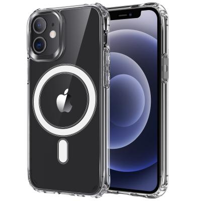 China Anti-drop Wireless Control Clear Mag Charger Case Transparent Magnetic Bumper Case For iPhone 13 Pro Max for sale