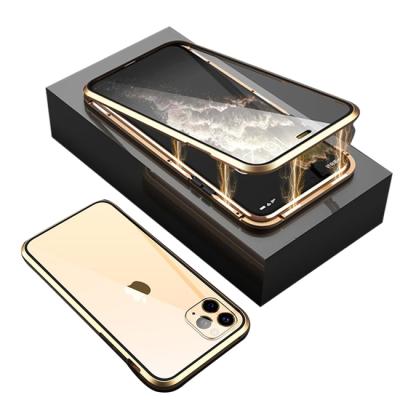 China Amazon Hot Sales Double Side Magnetic Glass Protect Cell Phone Case Cover For iphone 11 12 pro max xr mini xs for sale