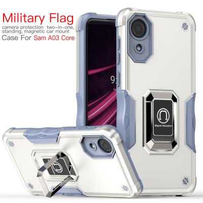 China Shockproof Rugged Heavy Duty Full Body Phone Case For Samsung Magnetic Core Ring Kickstand Phone Case a03 for sale