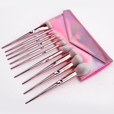 China Angular Blush 10pcs/set Makeup Brush Set Eyeshadow Eyeliner Powder Brush With Bag Makeup Beauty Tool for sale