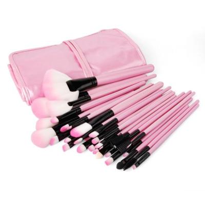 China Angular Blush Customized 32 Piece Makeup Brush Set Professional Cosmetics Set Pink Makeup Brushes + Leather Case for sale