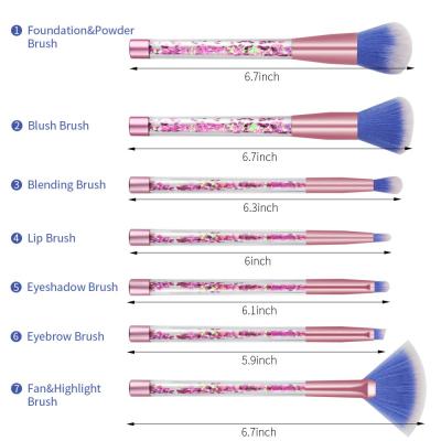 China Angular Blush Hot Selling Brochas Para maquillajeestuches de maquillaje Private Label Quicksand Makeup Brush Set 7pcs for sale