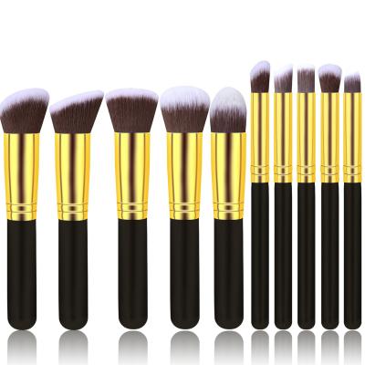 China Angular Blush Professional Makeup Brush Set 10pcs Liquid Foundation Blended Powder Eyeshadow Contour Concealer Blush Makeup Tool for sale