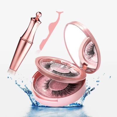 China 2 Pairs False Eyelashes Waterproof Magnetic Magnetic Eyelashes Handmade&Natural False Eyelashes Waterproof Magnetic Eyeliner And Tweezers for sale