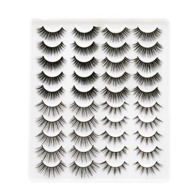 China 20pcs 3D Eyelashes Waterproof Artificial Thick False Eyelashes Natural Hard Black Multilayer Three-Dimensional Artificial Eyelashes for sale