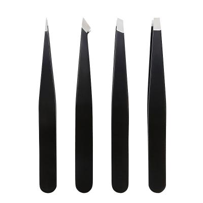 China Hot Selling Black Antistatic Tweezers Waterproof Eyelash Curler Tweezers Eyelash Extension Accessories for sale