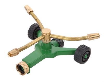 China 360 Speed ​​Drive 3 Arm Brass And Zinc Rotary Sprinkler Base With Wheel for sale