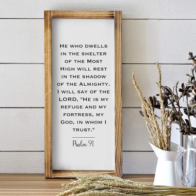 China Europe The Bulk Order Spiritual Wooden Psalms Christian Wall Art Vintage High Quality Scripture Quotes Frame Signs for sale