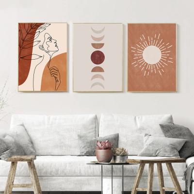 China waterproof & Nordic Abstract Dustproof Sun Poster And Bohemian Line Women Moon Painting On Canvas Home Decor Pictures for sale