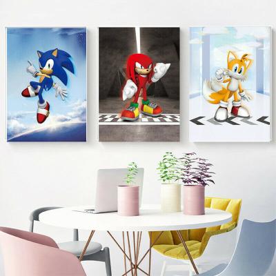 China High Resolution Printing Sonic The Hedgehog Game Poster Kids Bedroom Cartoon Decoration Canvas Prints Wall Paintings Wall Decor for sale