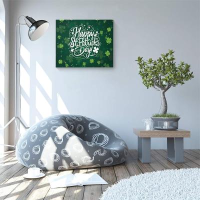 China waterproof & Dustproof Happy St. Pats Canvas Arts Frames Clover Picture Christians For Festival Home Decor In Ireland Decoration for sale