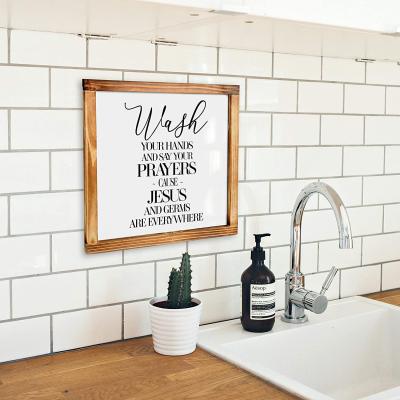 China Funny Europe Farmhouse Prayers Jesus Toilet Wall Bathroom Home Frame Decor With Quotes Wood Sign for sale