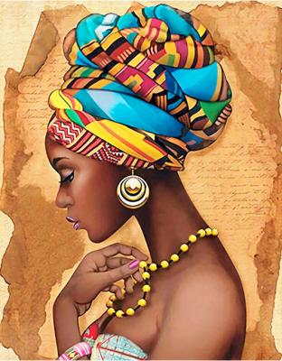 China High Resolution Factory Direct Sale HD Crystal Porcelain Painting Canvas Painting Woman Wall Decoration African Woman Wall Art for sale