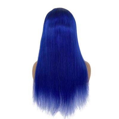 China Hot Selling Blue Cheap High Quality Synthetic Afro Straight Hd Wholesale Price Kinky Straight Lace Up Long Straight Wigs for sale