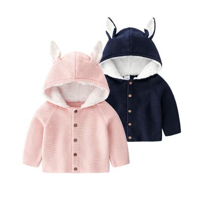 China Anti-wrinkle baby boy girl's sweater hooded jacket with Sherpa lining jackets long sleeve hooded coats for sale