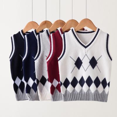 China Anti-wrinkle kids school uniform boys and girls sweater wholesale argyle vest for sale