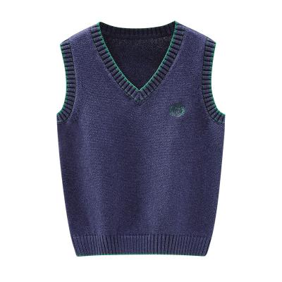 China Wholesale Anti-wrinkle Boys Sweater Vest V-Neck Stripe Knit School Uniform Sweater For Kids for sale