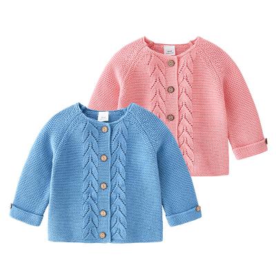 China Anti-wrinkle toddler girls knitted cardigan long sleeve crewneck sweater jacket for sale