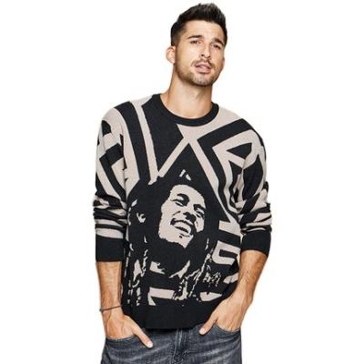 China Anti-Wrinkle Mens Crew Neck Jacquard Long Sleeve Sweaters Knit Pullovers for sale