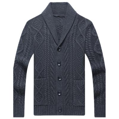 China Wholesale Anti-wrinkle long sleeve bulky cable buttoned shawl collar men sweater cardigan with pockets for sale