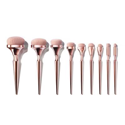 China Angular Blush Gold 9 Custom Luxury Drunk Face Makeup Brush Set for sale