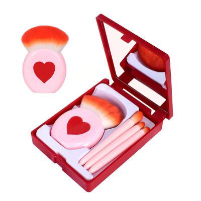 China Angular Blush Portable Travel Suits 5 Professional Pink Makeup Brushes Custom Logo for sale