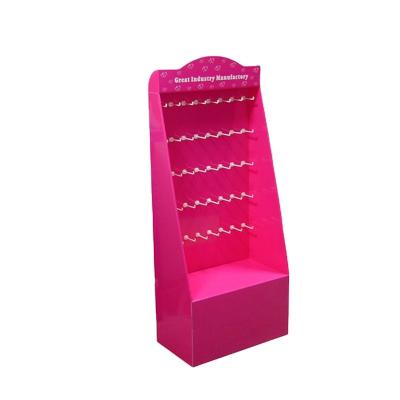 China Wholesale Custom Chandelier Eco - Friendly PP Coated Floor Display Stand Rose Cardboard Hook Display for sale