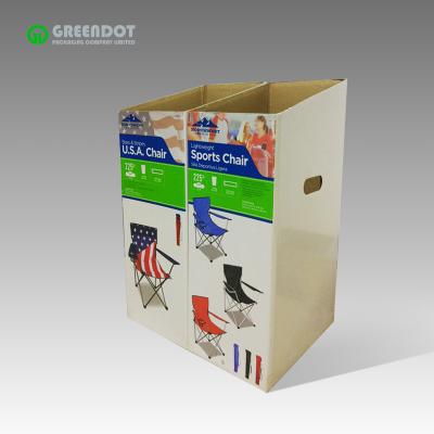 China Recycled Materials Free Cardboard Paper Floor Standing Bins Display Stand For Chair for sale