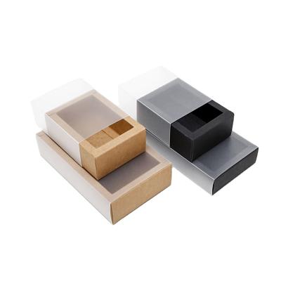 China Recycled Materials Recycled Paper Cardboard Kraft Paper Drawer Small Transparent Packaging Gift Box for sale