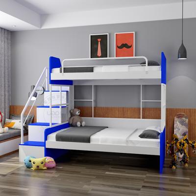 China Adjustable Bedroom Furniture Kids Twin Over Full Bunk Beds Cheap White And Blue Kids Trace Bed Murphy Bed Double-Desk for sale