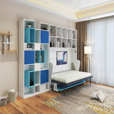 China murphy bed custom foldable mechanism hardware foldable bed wall kit with hanging desk for single apartment for sale