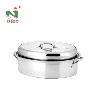 China Food Grade Viable Oval Chicken Roasting Pan Turkey Roaster Pan Stainless Steel Turkey Roaster for sale