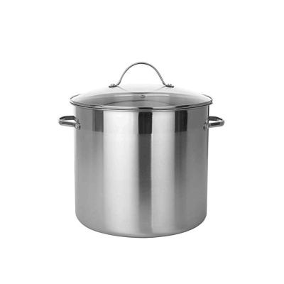 China Sustainable Stainless Steel Soup Pot Shelf Stock Pot With Large Capacity Tempered Glass Cover for sale