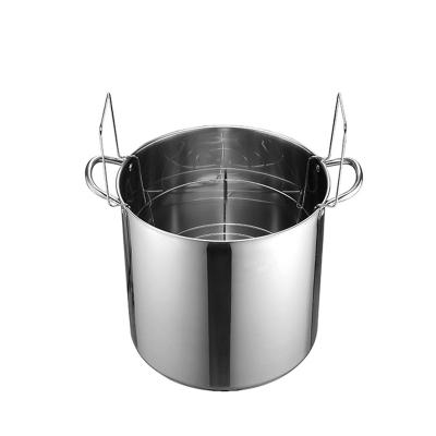 China Stocked Stainless Steel Soup Pot With Shelf Non Stick Stock Pots With Large Capacity Tempered Glass Cover for sale