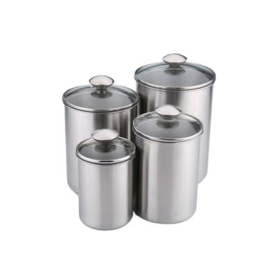 China Sustainable Kitchen Tea Coffee Sugar Food Storage Stainless Steel Canister Set Of 4, Pantry Canister for sale